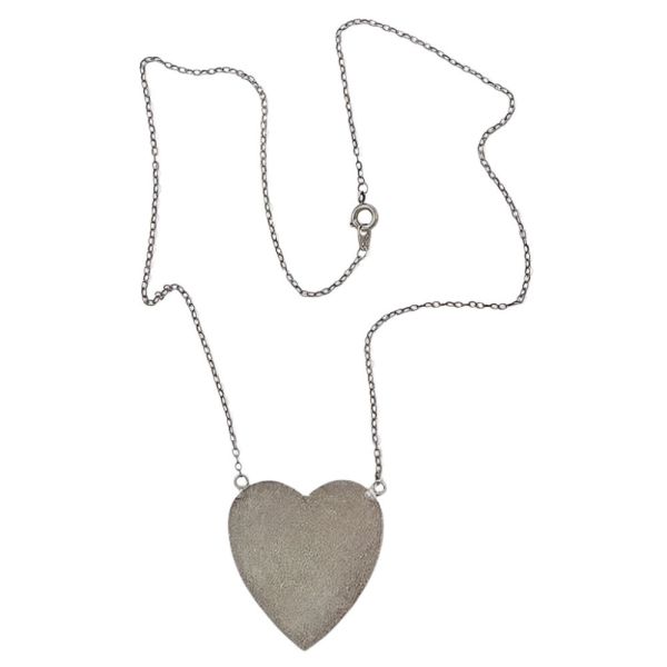 Pierre Bex Art Deco style Black Cream Enamel Heart Necklace