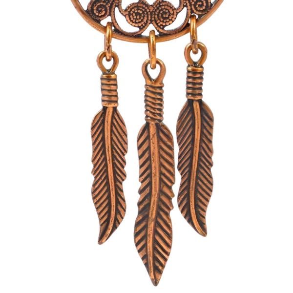 Vintage Copper Swirl and Feather Drop Clip On Earrings