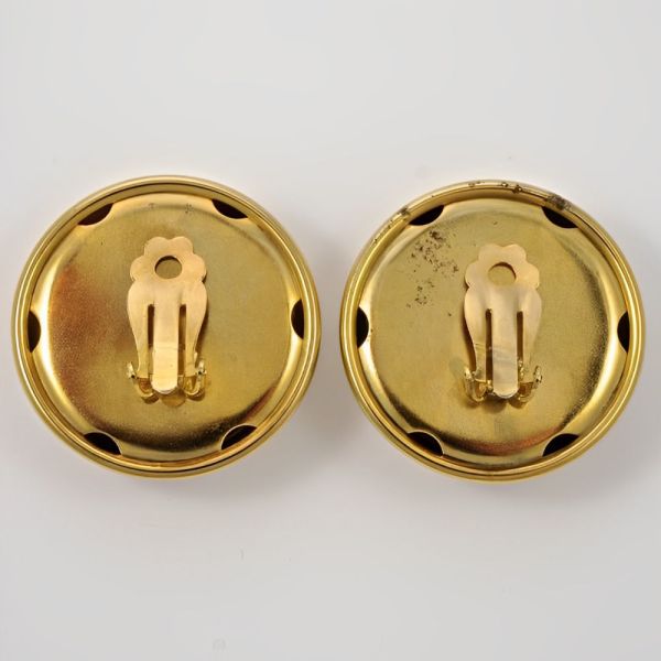 Large Gold Plated Shiny Domed Clip On Earrings circa 1980s