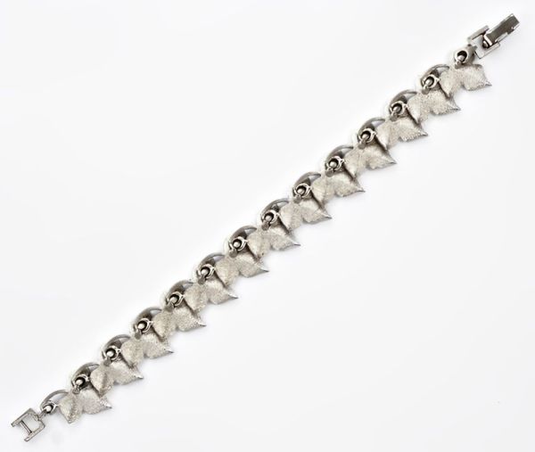 Silver Plated Ivy Leaf Link Bracelet circa 1950s