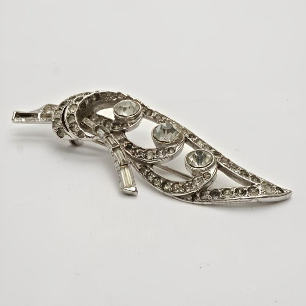 Silver Tone and Diamante Brooch circa 1950s