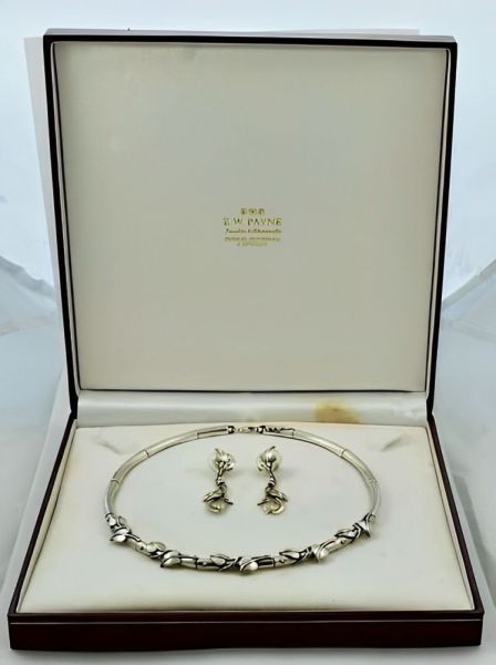 Sterling Silver Art Nouveau Style Necklace and Earrings Set