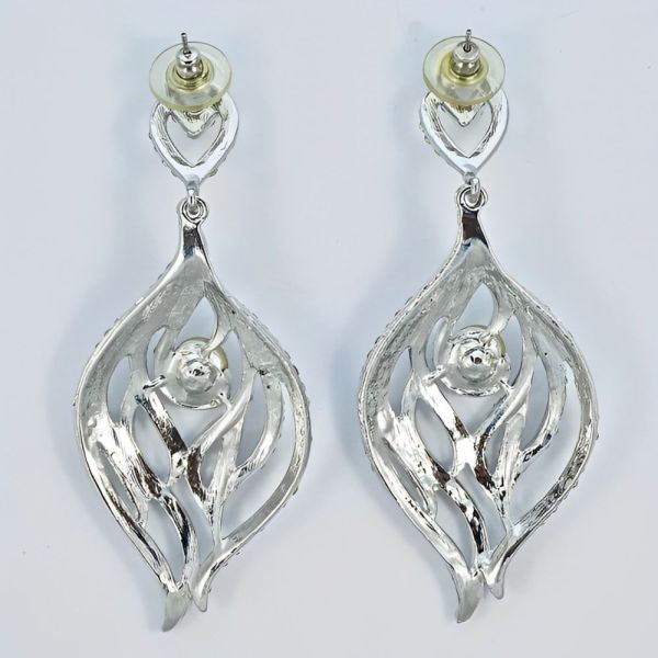 Swarovski Silver Tone Long Crystal Chandelier Earrings