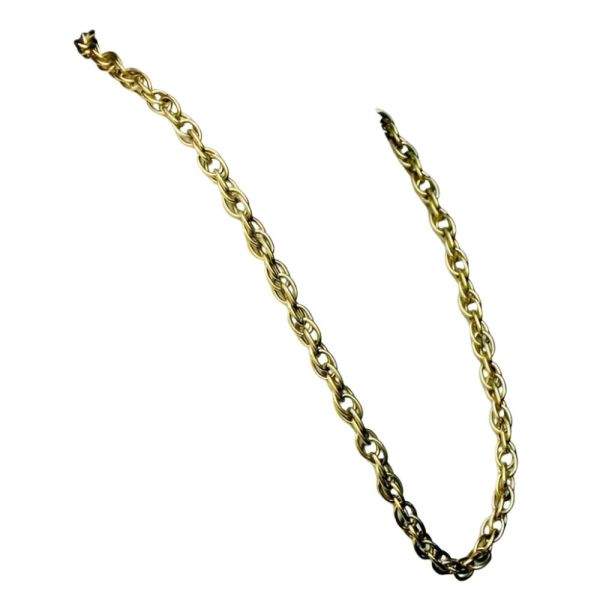 1980s Trifari Long Gold Tone Oval Link Chain Necklace