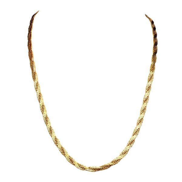 Trifari Gold Plated Flat Wave Link Chain Necklace circa 1980s