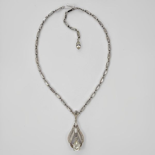 Trifari Rhinestone Tremblant Pendant and Necklace circa 1950s