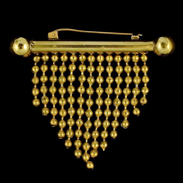 Antique Victorian Gold Plated Ball Fringe Brooch