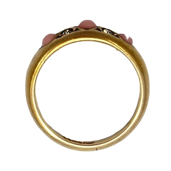 Antique Gold Gilt Ring with Pink and Clear Paste Stones