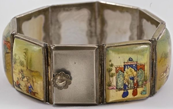 Arabic Mother of Pearl Painted Lacquered Panel Story Bracelet