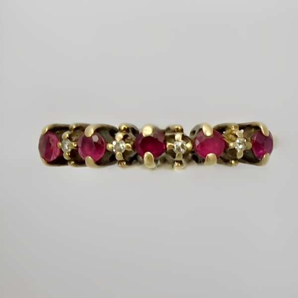 Art Deco 10K Gold Diamond and Ruby Ring