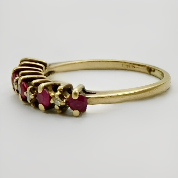 Art Deco 10K Gold Diamond and Ruby Ring