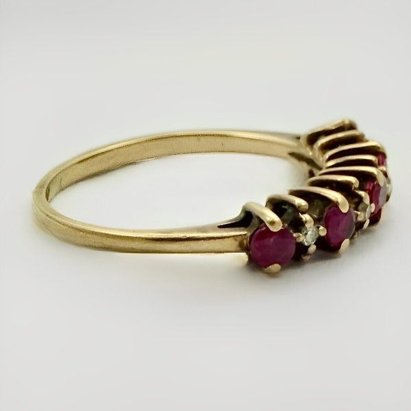 Art Deco 10K Gold Diamond and Ruby Ring