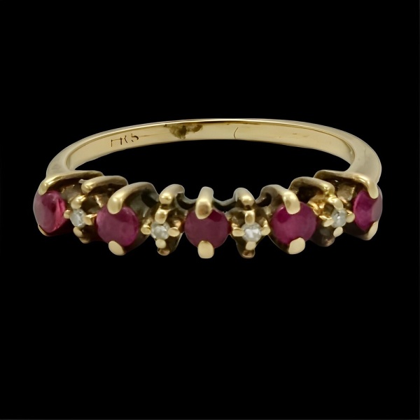 Art Deco 10K Gold Diamond and Ruby Ring