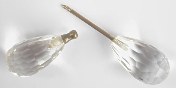 Art Deco Faceted Clear Glass Jabot Pin