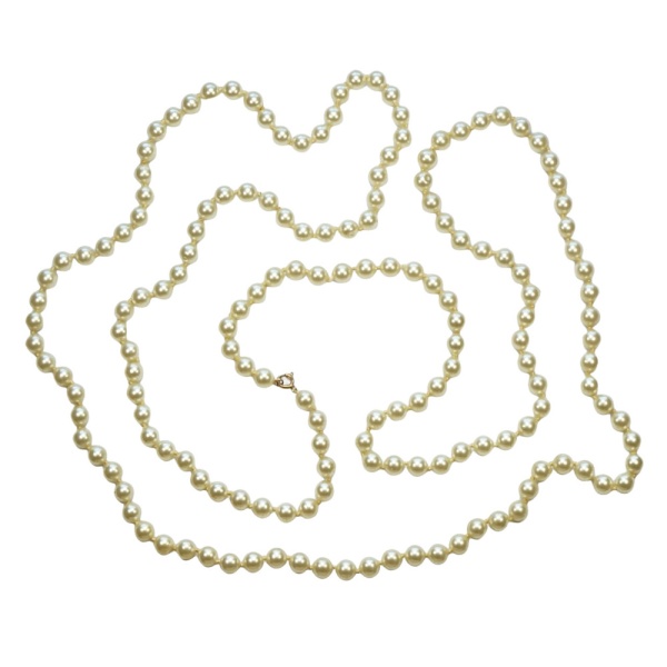 Extra Long Classic Ivory Faux Pearl Necklace