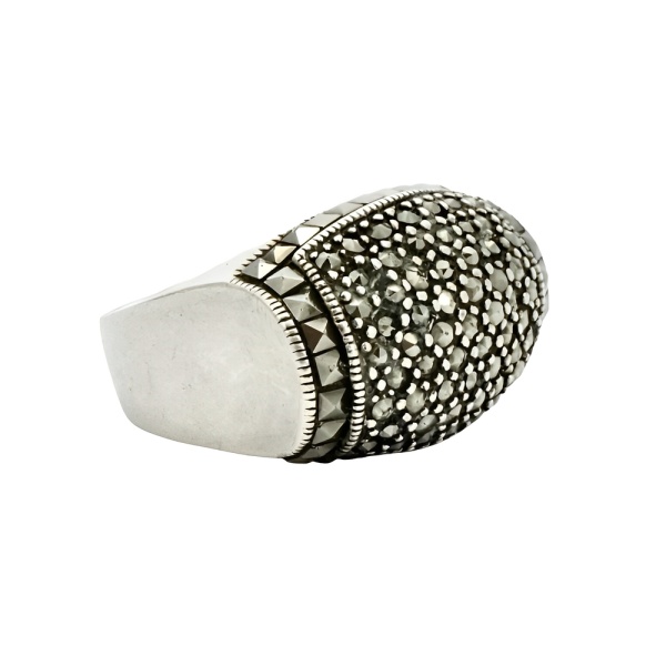 Art Deco Sterling Silver Marcasite Ring circa 1930s