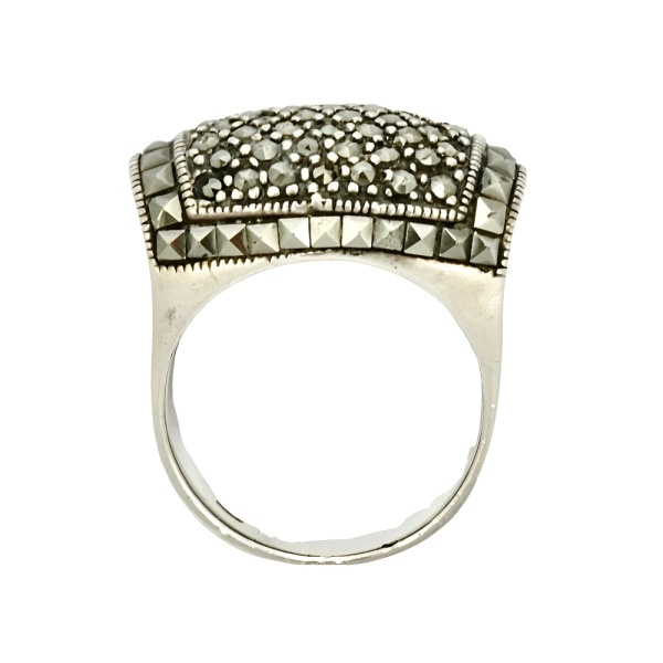 Art Deco Sterling Silver Marcasite Ring circa 1930s