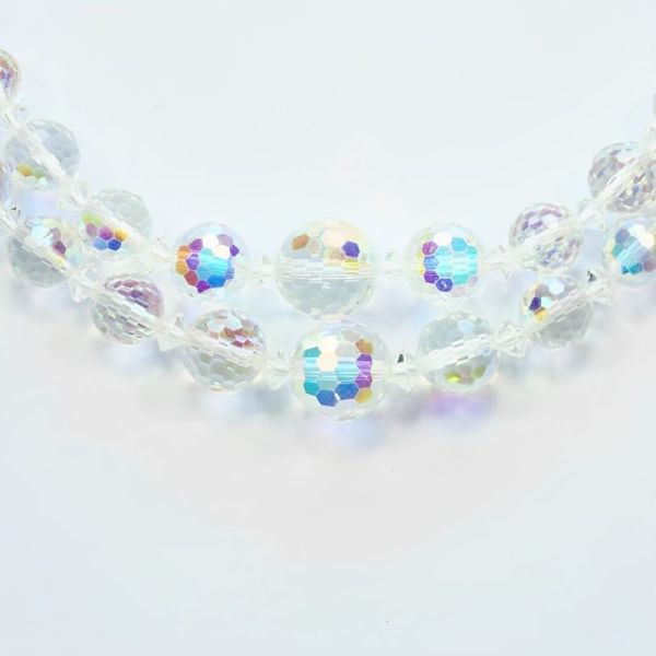 Two Strand Glass Aurora Borealis Necklace Fancy Clasp