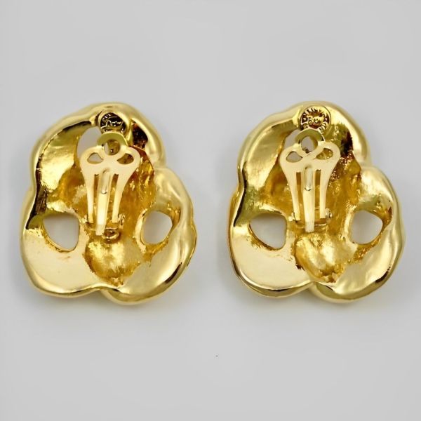 Butler & Wilson Gold Plated Twist Clip On Earrings circa 1980s