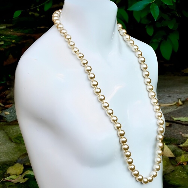 Champagne Glass Pearl Necklace Rhinestone Clasp