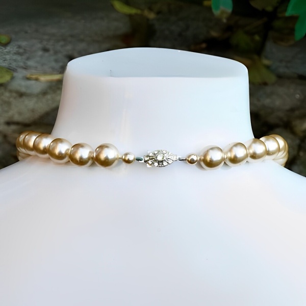 Champagne Glass Pearl Necklace Rhinestone Clasp