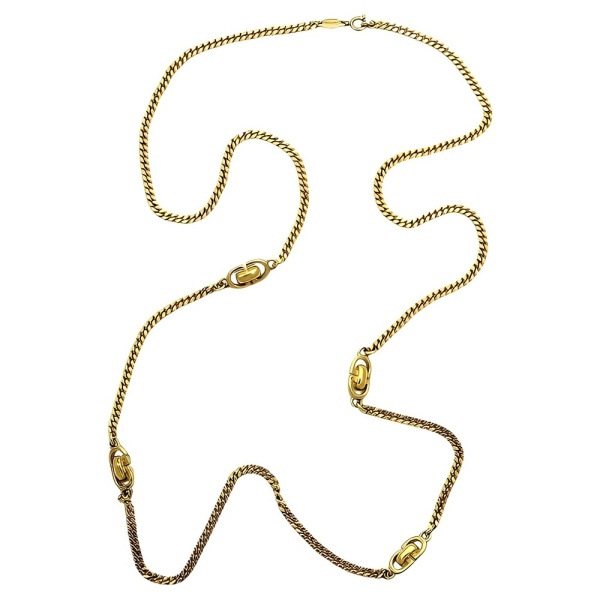 Christian Dior Long Gold Plated Necklace circa 1980s