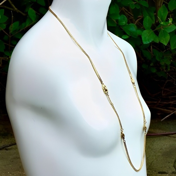 Christian Dior Long Gold Plated Necklace circa 1980s