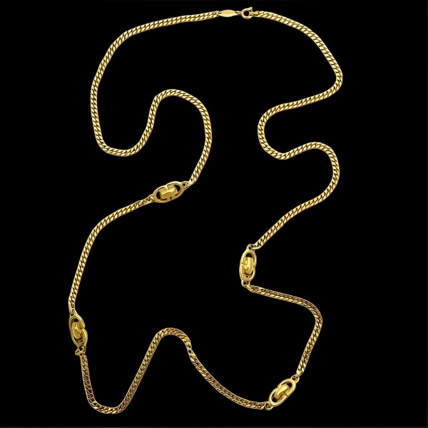 Christian Dior Long Gold Plated Necklace circa 1980s