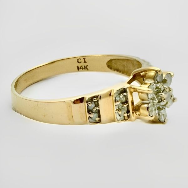 CI 14K Gold and Diamond Flower Cluster Ring circa 1960s