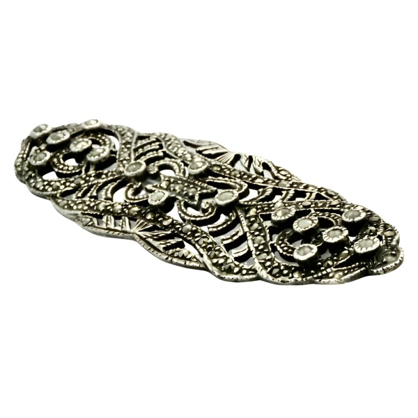 Classic Silver Marcasite Brooch circa 1930s