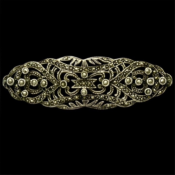 Classic Silver Marcasite Brooch circa 1930s