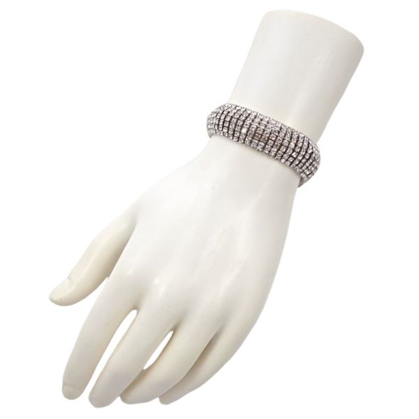 Classic Silver Tone and Clear Diamante Bracelet