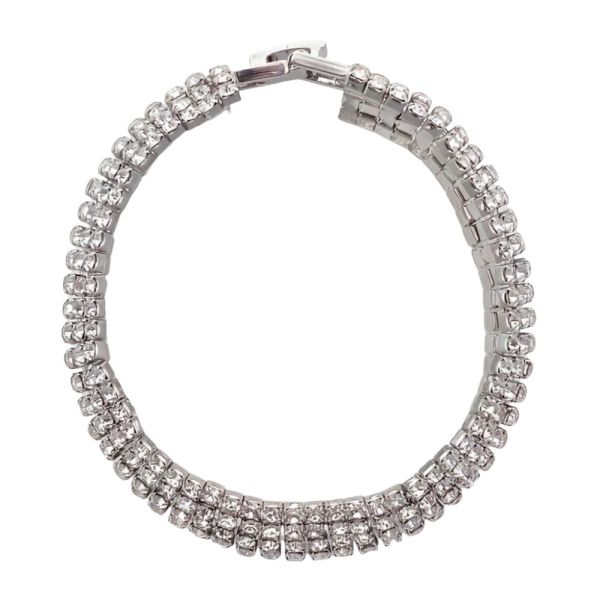 Classic Silver Tone and Clear Diamante Bracelet