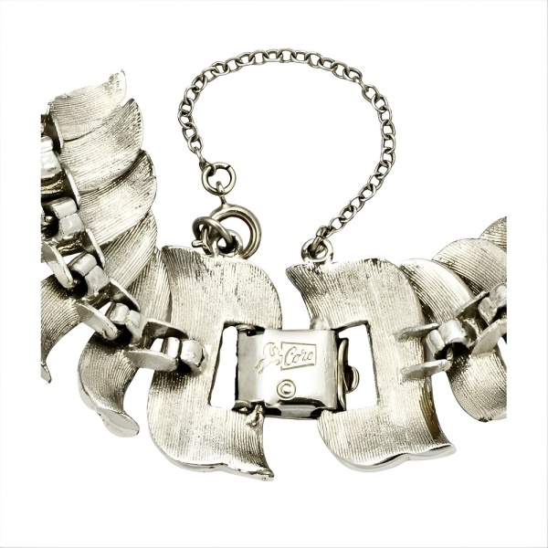 Coro Pegasus Silver Plated Textured Shiny Link Bracelet