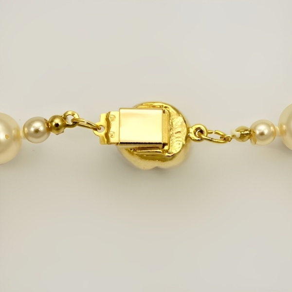 Cream Glass Pearl Necklace Gold Plated Pearl Clasp