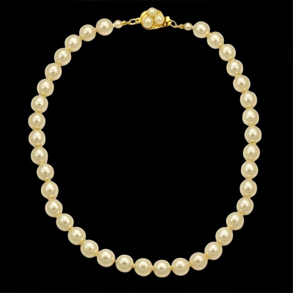 Cream Glass Pearl Necklace Gold Plated Pearl Clasp