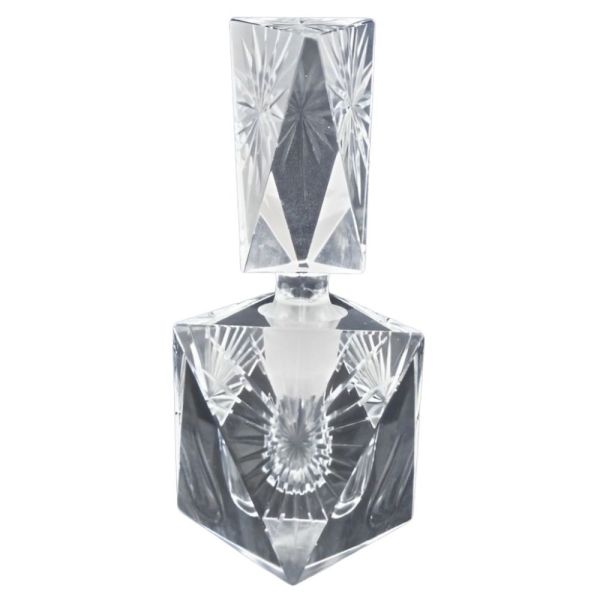 Cut Lead Crystal Perfume Bottle with a Star Design circa 1950s