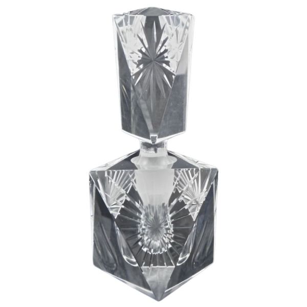 Cut Lead Crystal Perfume Bottle with a Star Design circa 1950s