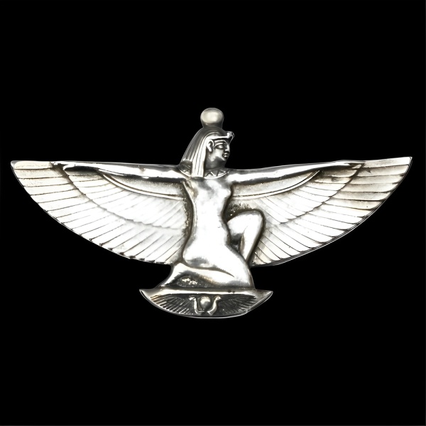 Egyptian Revival Silver Isis Goddess Brooch