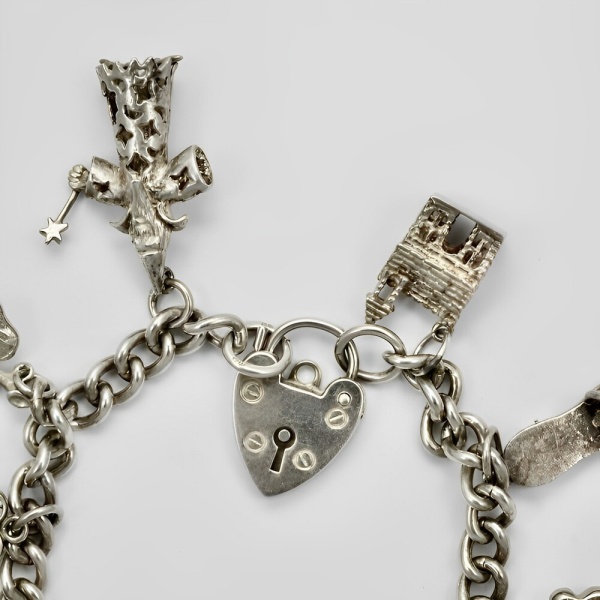 English Sterling Silver Charm Bracelet 1970s