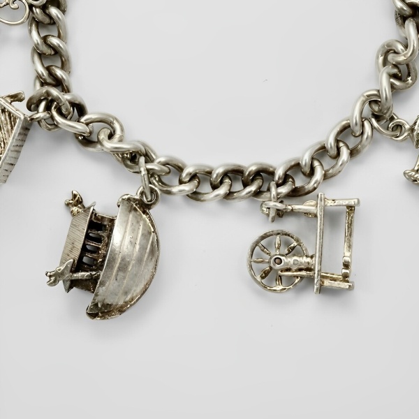 English Sterling Silver Charm Bracelet 1970s