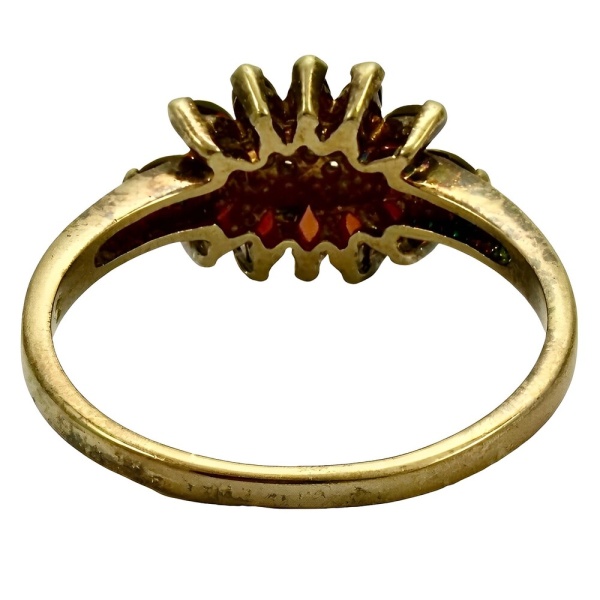 Gold Plated and Garnet Ring with Clear Crystals