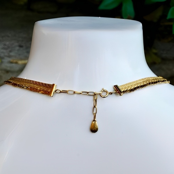 Gold Plated Mesh Collar Necklace circa 1980s