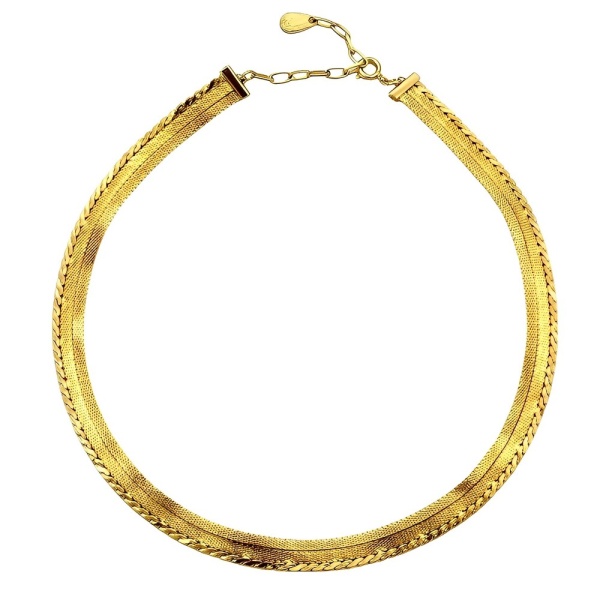 Gold Plated Mesh Collar Necklace circa 1980s