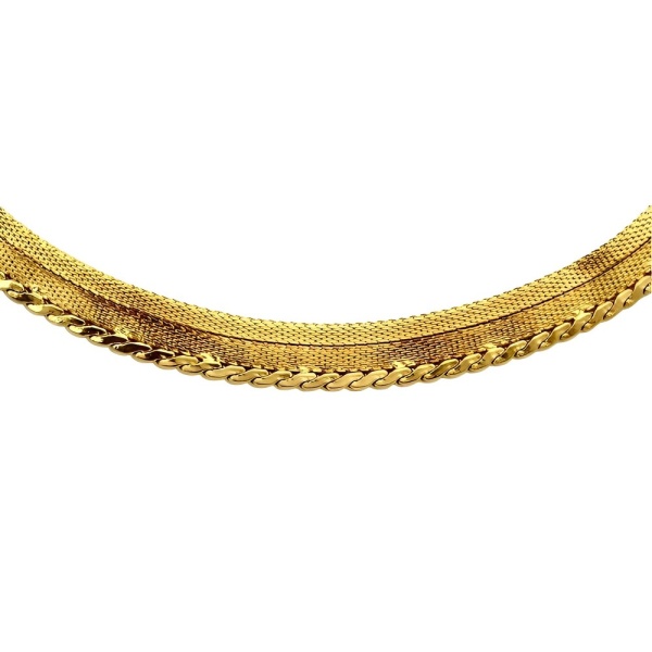 Gold Plated Mesh Collar Necklace circa 1980s