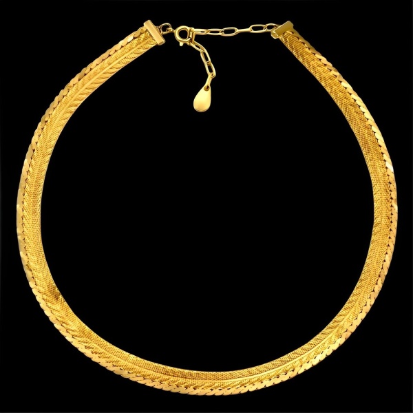 Gold Plated Mesh Collar Necklace circa 1980s