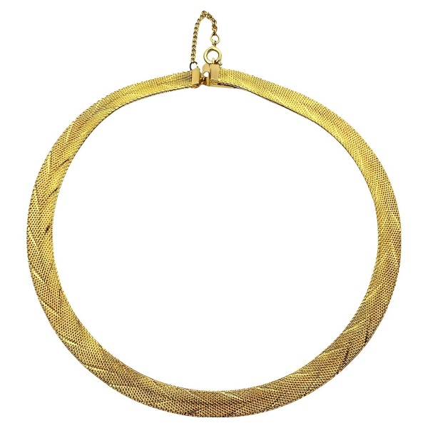 Gold Plated Chevron Collar Necklace circa 1980s