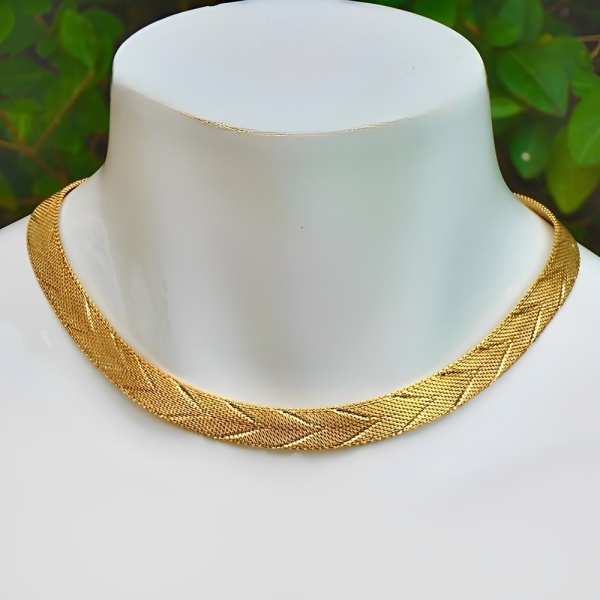 Gold Plated Chevron Collar Necklace circa 1980s