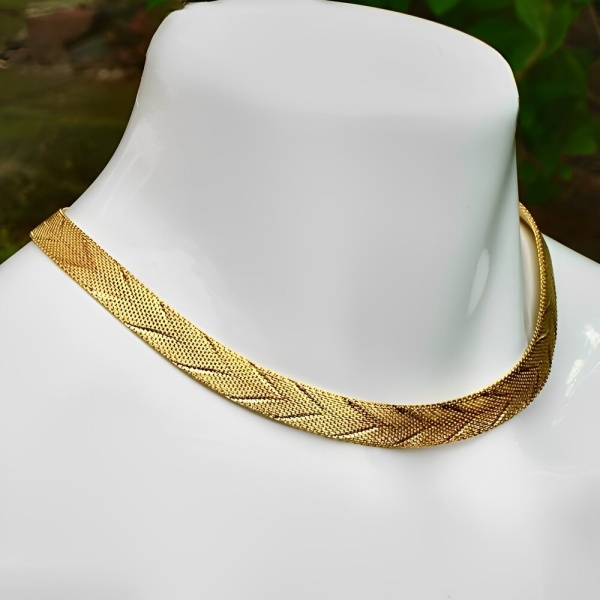 Gold Plated Chevron Collar Necklace circa 1980s