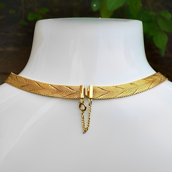 Gold Plated Chevron Collar Necklace circa 1980s